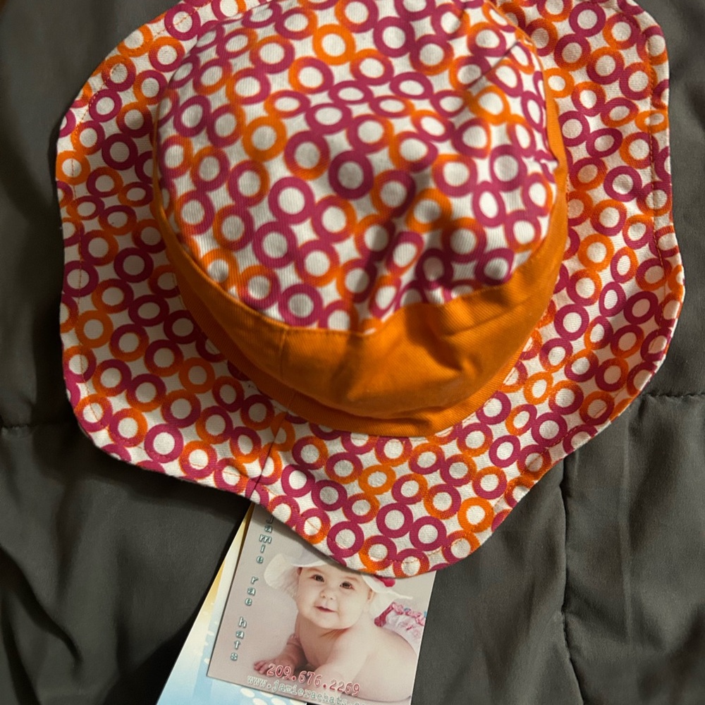 Pink, Orange, and White Circle Hat 3-12 Months With UV Protection
